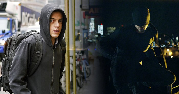 Image fusionnant Mr Robot et Daredevil