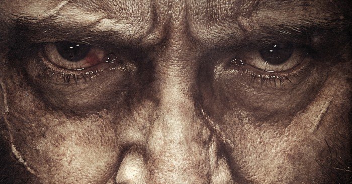 Poster du film Logan avec un gros plan sur le visage d'Hugh Jackman