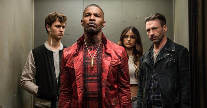 Photo du film Baby Driver avec Ansel Elgort, Jamie Foxx, Eiza González et Jon Hamm