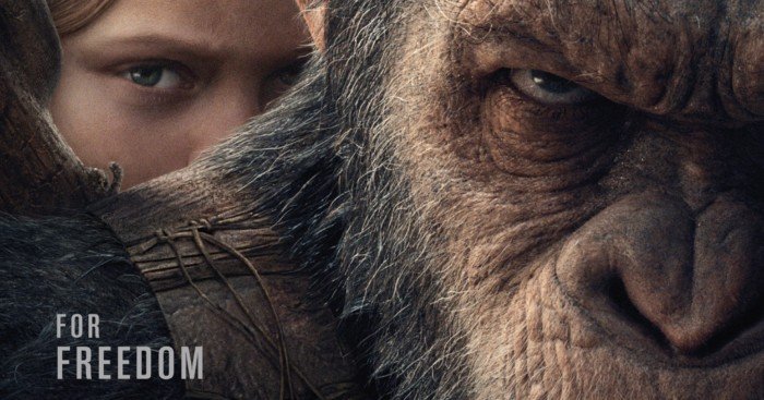Poster du film La Planète des Singes: Suprématie avec César et la jeune fille
