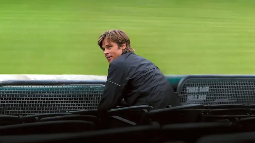 Bannière du film Le Stratège réalisé par Bennett Miller avec Brad Pitt.