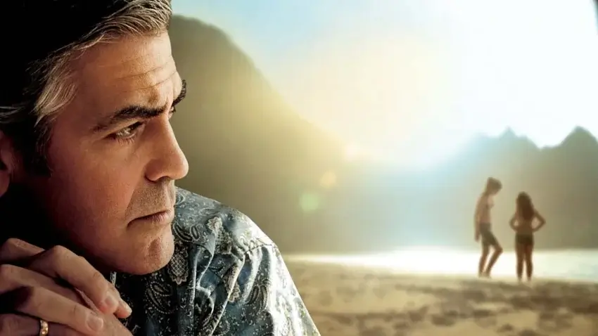 Bannière du film The Descendants réalisé par Alexander Payne avec George Clooney.