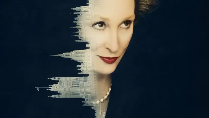 Bannière du film La Dame de fer avec Meryl Streep.