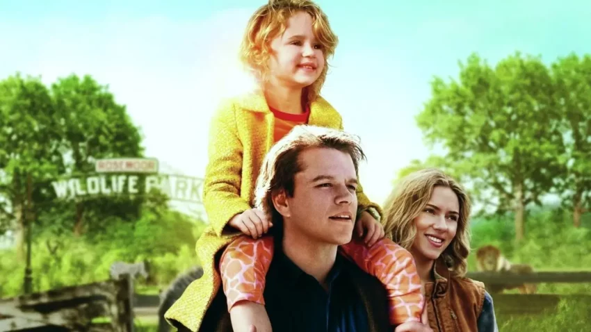 Bannière du film Nouveau Départ avec Matt Damon et Scarlett Johansson.