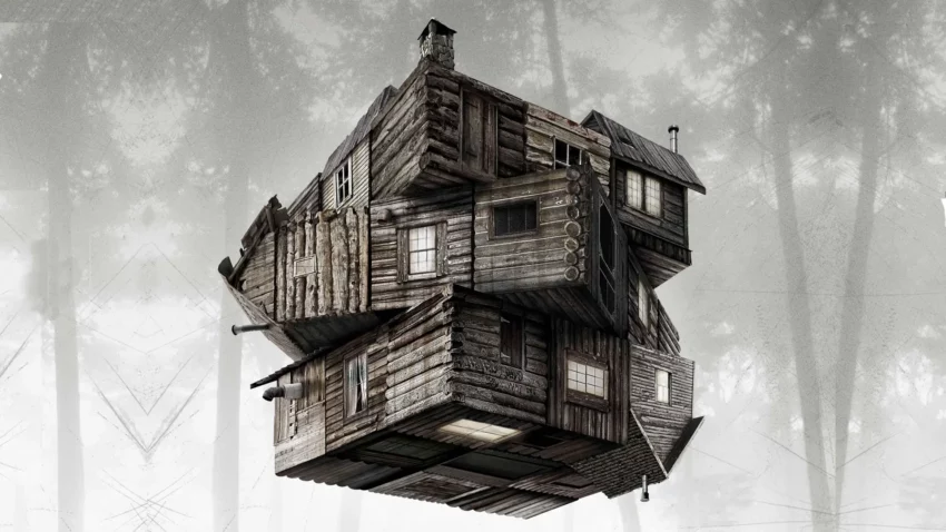 Bannière du film La cabane dans les bois réalisé par Drew Goddard avec Kristen Connolly, Chris Hemsworth, Anna Hutchison, Fran Kranz, Jesse Williams et Richard Jenkins.