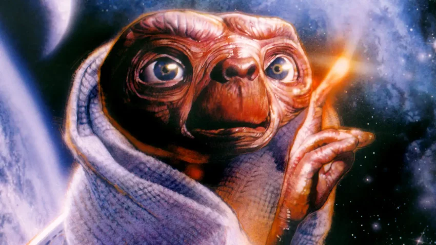 Bannière pour le film E.T. l'extra-terrestre réalisé par Steven Spielberg.