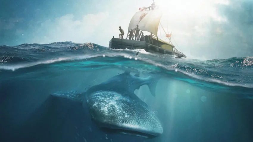 Bannière du film Kon-Tiki réalisé par Joachim Rønning avec Pål Sverre Valheim Hagen, Anders Baasmo Christiansen.