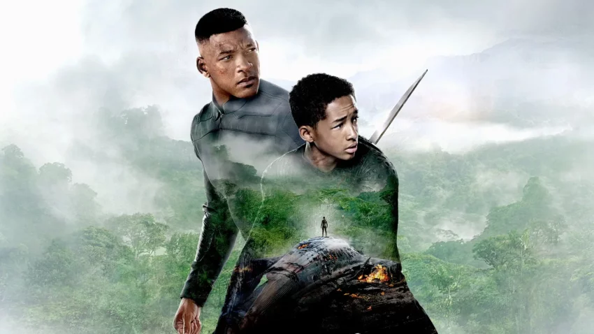 Bannière du film After Earth réalisé par M. Night Shyamalan avec Will Smith (Cypher Raige) et Jaden Smith (Kitai Raige).