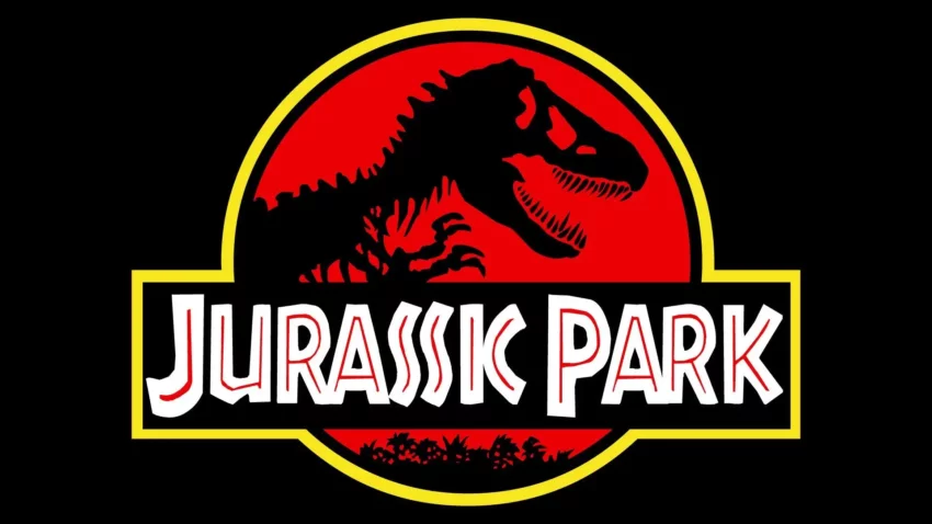 Bannière du film Jurassic Park réalisé par Steven Spielberg.