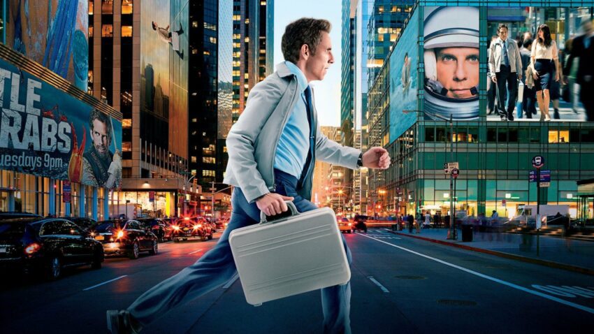 Bannière du film La Vie rêvée de Walter Mitty réalisé par Ben Stiller d'après un scénario de Steve Conrad avec Ben Stiller et Kristen Wiig