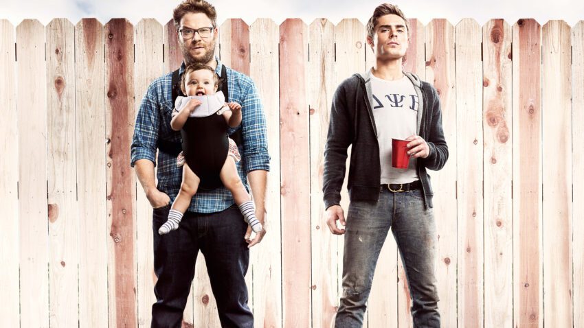 Bannière du film Nos pires voisins réalisé par Nicholas Stoller avec Seth Rogen et Zac Efron