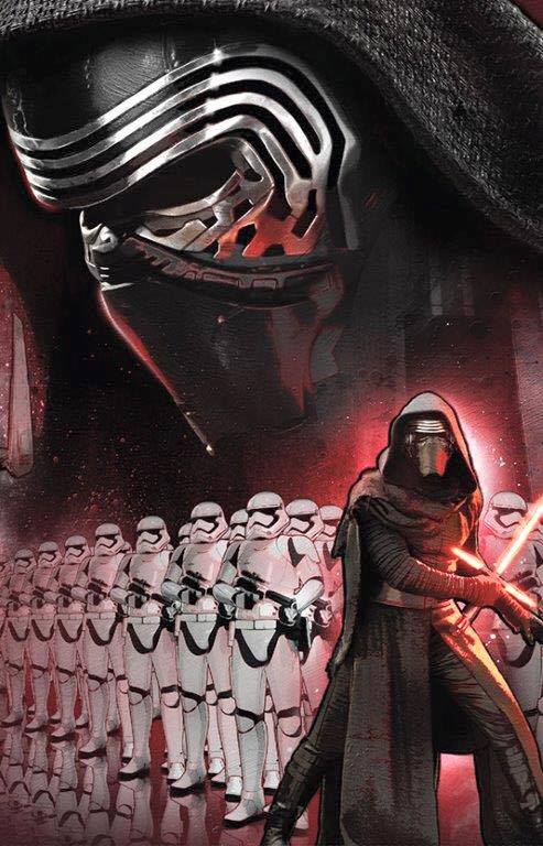 Poster du film Star Wars 7: Le Réveil de la Force avec Kylo Ren et les Stormtroopers