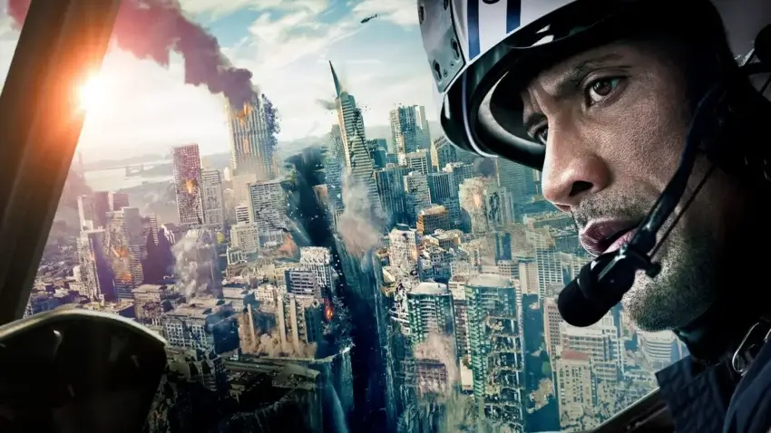 Bannière du film San Andreas réalisé par Brad Peyton avec Dwayne Johnson.
