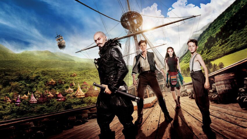Bannière du film Pan réalisé par Joe Wright avec Levi Miller, Hugh Jackman, Garrett Hedlund, Rooney Mara