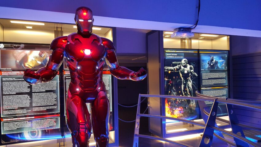 Photo de l'armure d'Iron man dans l'exposition Marvel Avengers S.T.A.T.I.O.N.