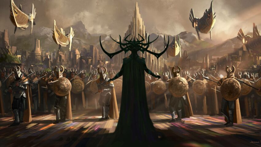 Concept Art de Thor: Ragnarok avec Hela jouée par Cate Blanchett