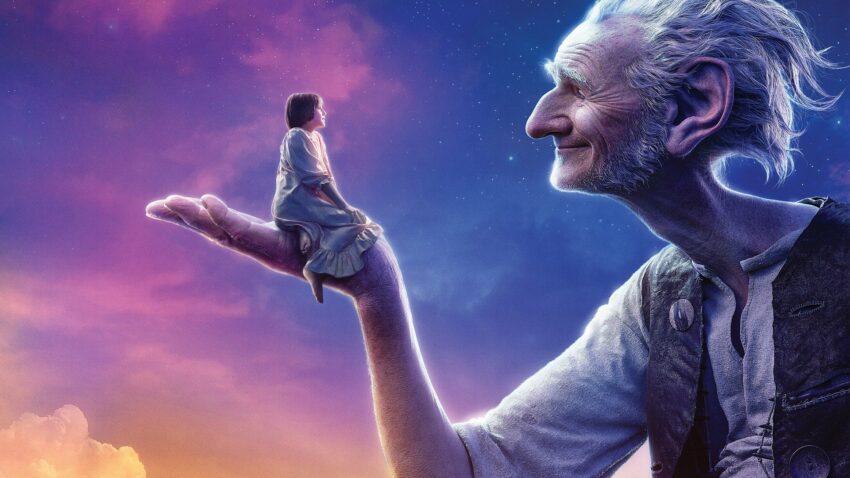 Bannière du film Le BGG – Le Bon Gros Géant réalisé par Steven Spielberg avec Mark Rylance et Ruby Barnhill