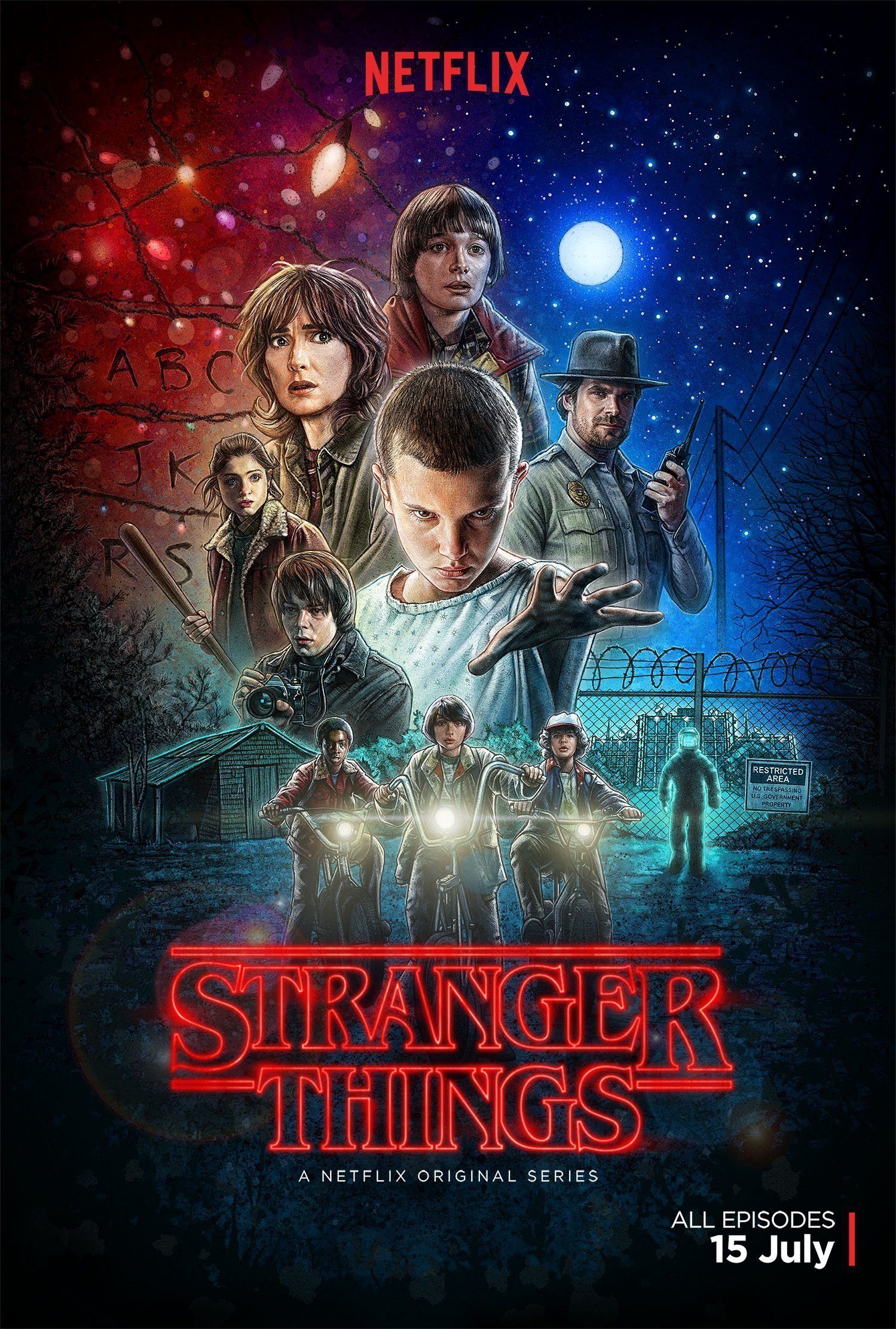 Poster old school de la saison 1 de Stranger Things