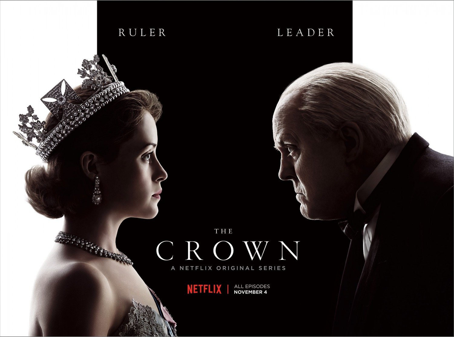 The Crown Saison 1 Serie Netflix Poster Chef Etat Leader 