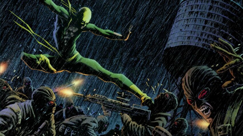 Image du personnage Marvel, Iron Fist, en train de combattre l'Hydra