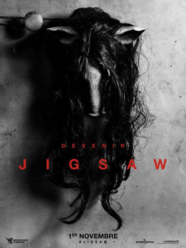 Affiche teaser du film Jigsaw avec la tagline "Devenir"
