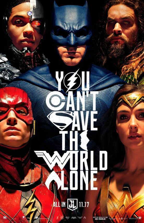 Poster style Alex Ross pour le film Justice League avec la tagline "You can't save the world alone"