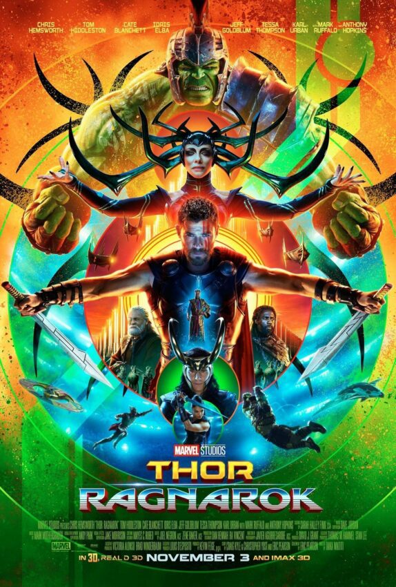 Poster teaser pour le film Thor: Ragnarok avec des cercles
