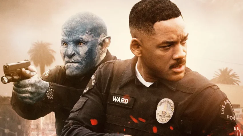 Bannière du film Bright réalisé par David Ayer avec Will Smith et Joel Edgerton.
