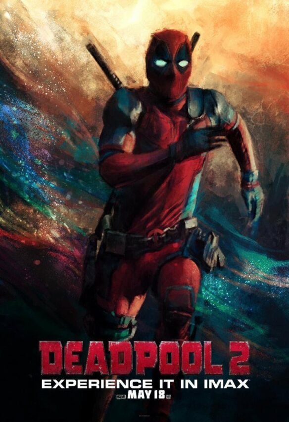 Poster du film Deadpool 2 avec Deadpool courant Forrest Gump