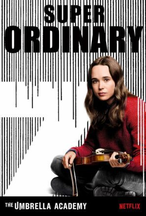 Poster de la série Netflix, Umbrella Academy, avec numéro 7 (Super Ordinary)