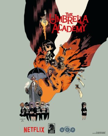 Poster teaser pour la série Netflix, Umbrella Academy, créée par Jeremy Slater