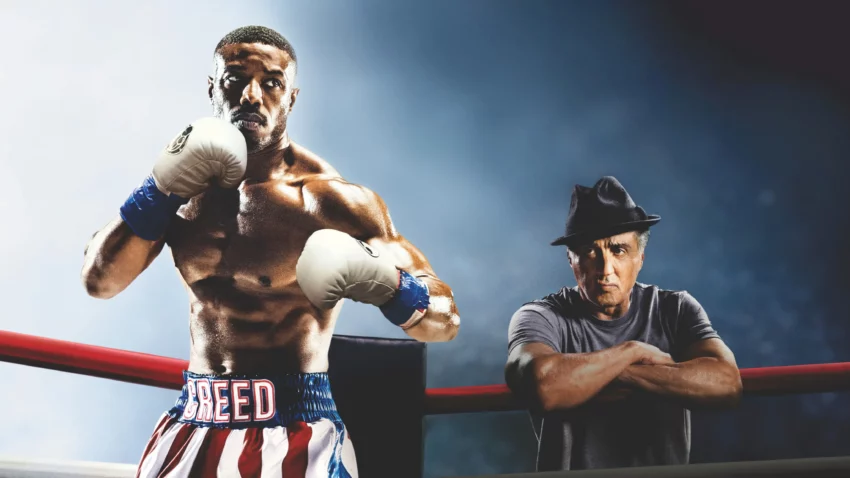 Bannière du film Creed II avec Michael B. Jordan et Sylvester Stallone.