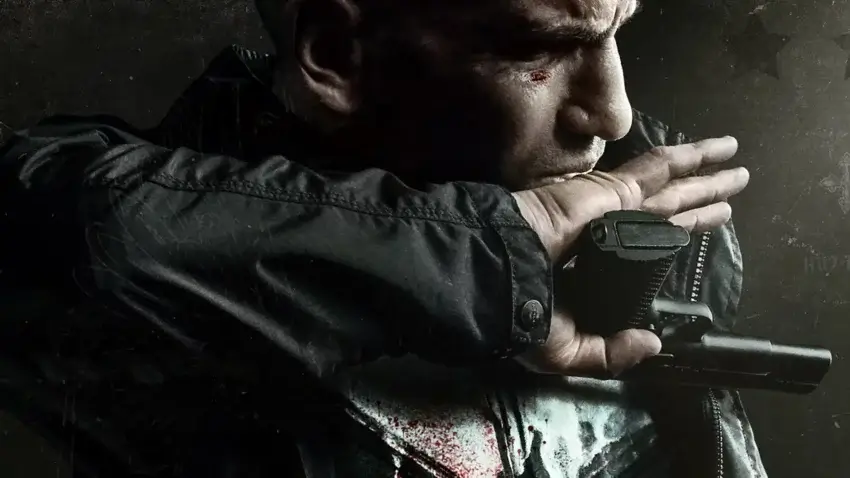 Bannière de la deuxième saison de la série The Punisher avec Jon Bernthal.