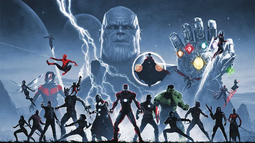 Bannière de la saga de l'Infini du MCU.