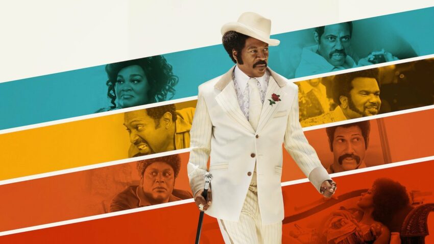 Bannière du film Dolemite Is My Name réalisé par Craig Brewer avec Eddie Murphy, Keegan-Michael Key, Mike Epps, Craig Robinson, Tituss Burgess, Da’Vine Joy Randolph, Kodi Smit-McPhee, Wesley Snipes et Chris Rock