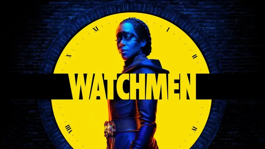 Bannière de la saison 1 de la série HBO, Watchmen, créée par Damon Lindelof avec Regina King.