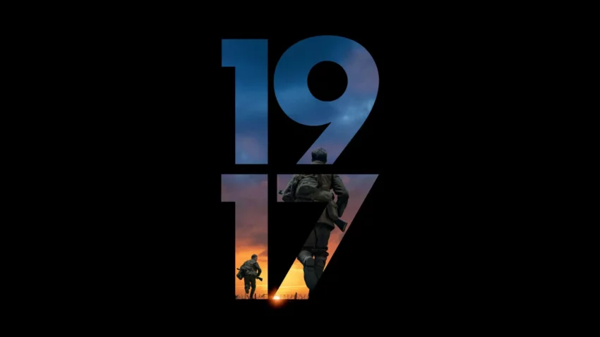 Bannière du film 1917 réalisé par Sam Mendes avec George MacKay, Dean-Charles Chapman, Mark Strong, Colin Firth, Benedict Cumberbatch.
