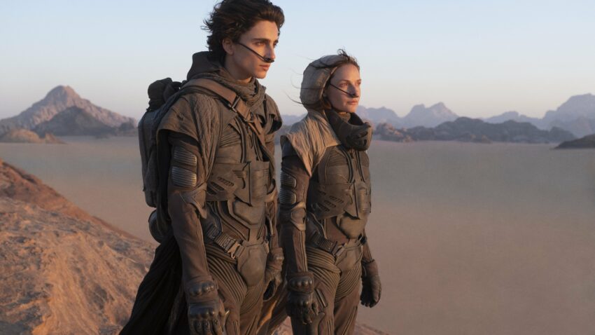 Photo de Timothée Chalamet et Rebecca Ferguson en Jordanie pour le film Dune (2020) de Denis Villeneuve