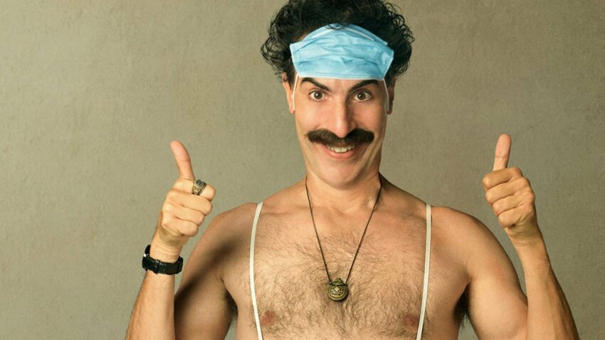 Bannière du film Borat, Nouvelle Mission Filmée réalisé par Jason Woliner avec Sacha Baron Cohen