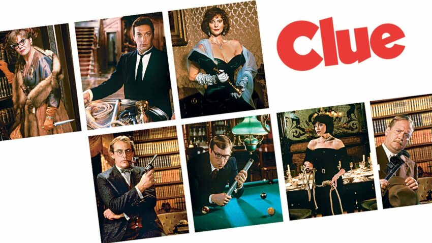 Bannière du film Cluedo réalisé par Jonathan Lynn avec Tim Curry et Christopher Lloyd