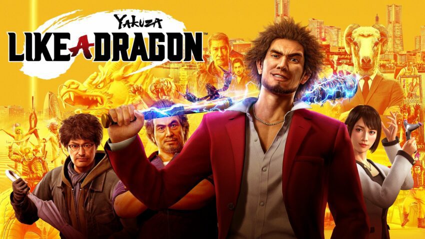 Bannière du jeu vidéo Yakuza: Like a Dragon développé par Ryu ga Gotoku Studio et édité par Sega