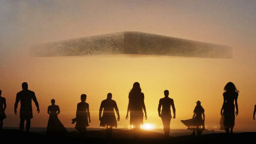 Bannière teaser du film Les Éternels (Eternals en VO) réalisé par Chloé Zhao, d’après un scénario de Chloé Zhao et Patrick Burleigh, avec Angelina Jolie, Salma Hayek, Richard Madden, Gemma Chan, Kit Harington, Kumail Nanjiani, Barry Keoghan, Brian Tyree Henry, Ma Dong-Seok, Lauren Ridloff et Lia McHugh