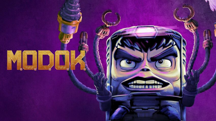 Bannière de la série Marvel pour Disney+, M.O.D.O.K. créée par Jordan Blum et Patton Oswalt