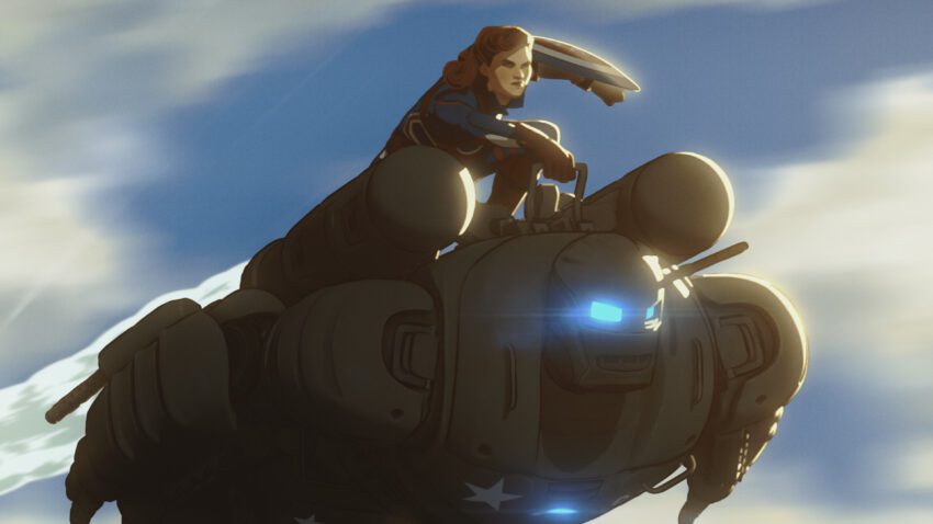 Photo de la série Marvel Studios pour Disney+, What If...? créée par A. C. Bradley avec Captain Carter et C-15