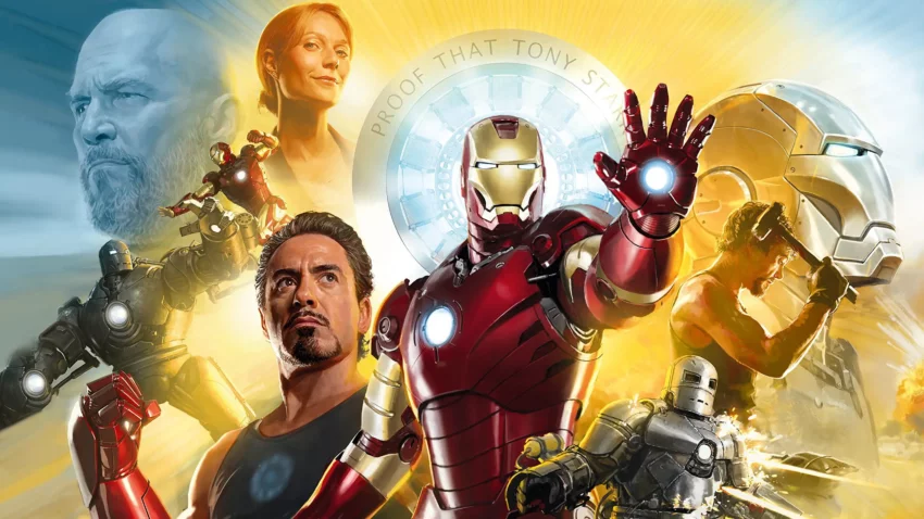 Bannière pour le film Iron Man (2008) d'après un concept art de Ryan Meinerding.