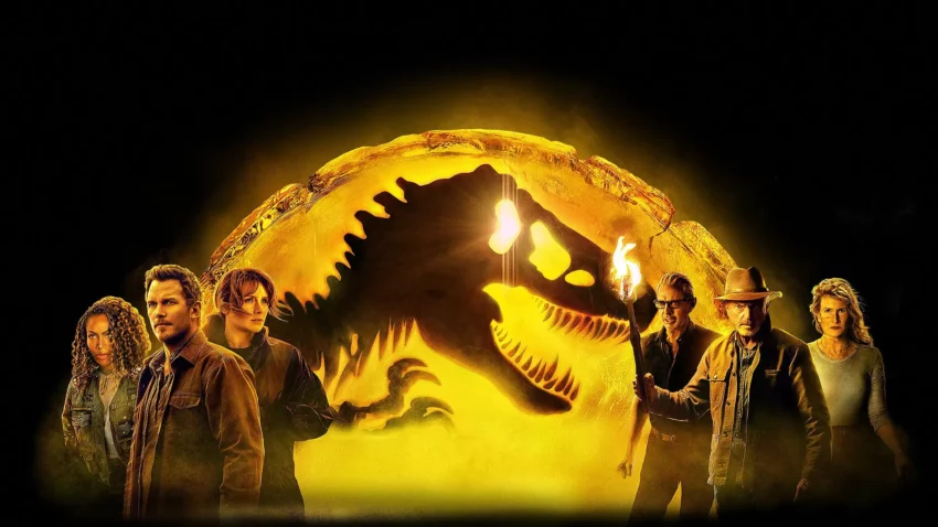 Bannière du film Jurassic World : Le Monde d’après réalisé par Colin Trevorrow avec Chris Pratt, Bryce Dallas Howard, Laura Dern, Sam Neill, Jeff Goldblum et DeWanda Wise.