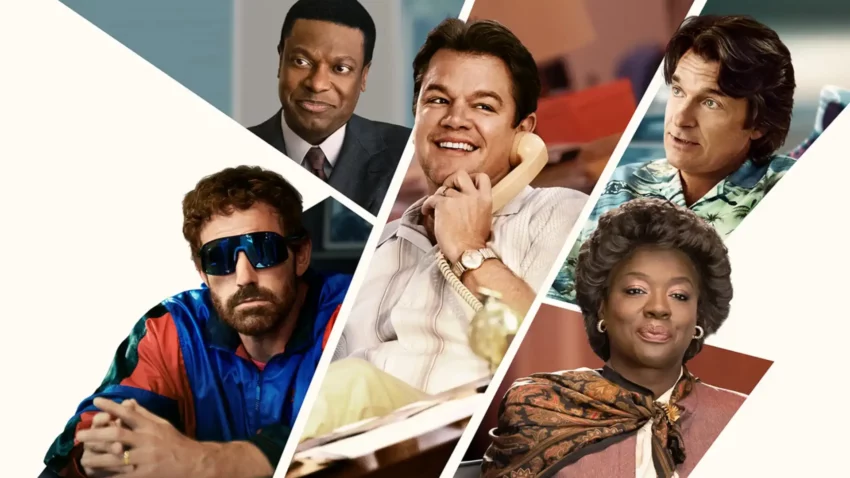 Bannière du film Air : Courtiser une légende avec Matt Damon, Ben Affleck, Jason Bateman, Marlon Wayans, Chris Messina, Chris Tucker, Viola Davis.