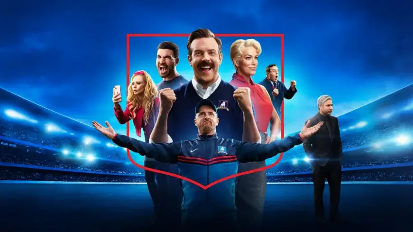 Bannière de la saison 3 de la série Ted Lasso (2026) diffusée sur Apple TV.