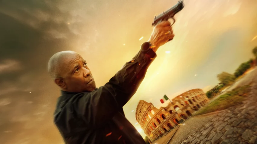 Bannière du film Equalizer 3 avec Denzel Washington.