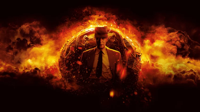 Bannière du film Oppenheimer avec Cillian Murphy.